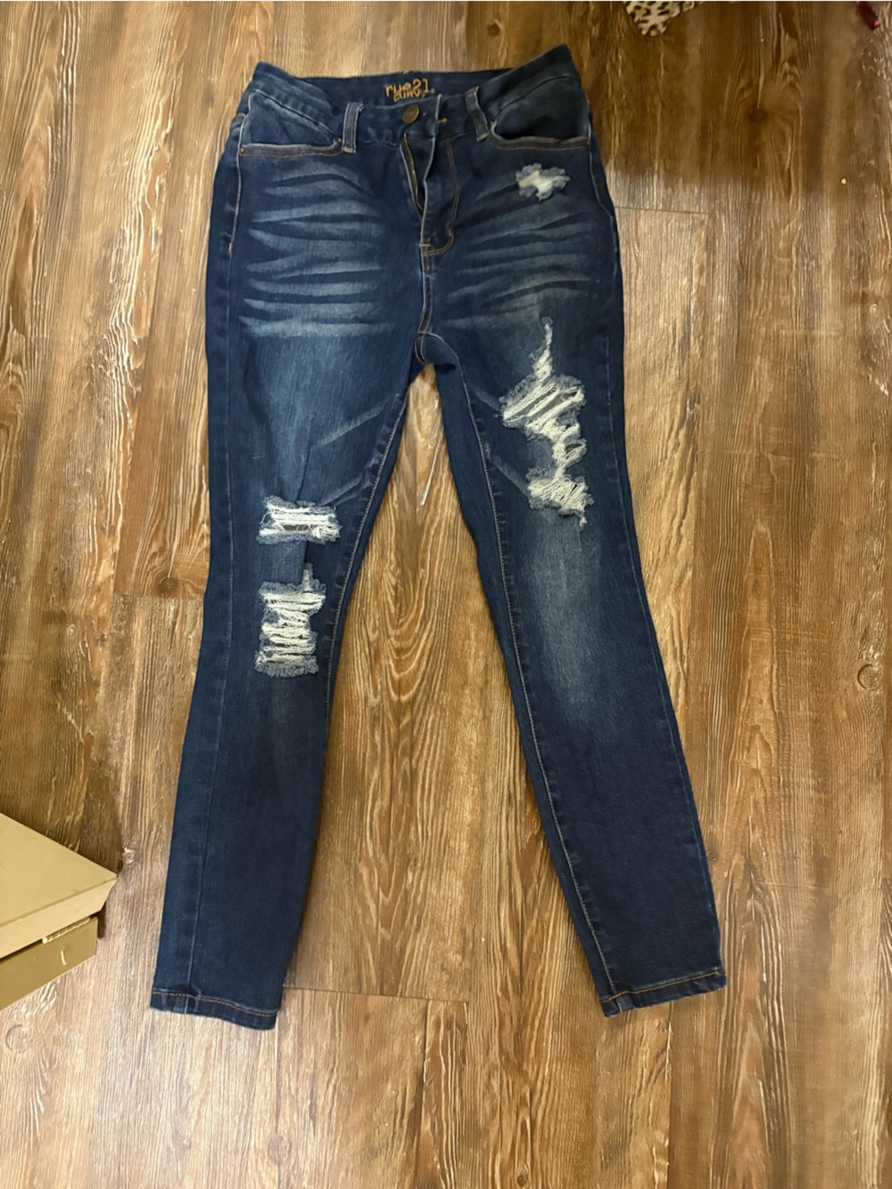 Rue21 Dark Blue Distressed Skinny Jeans